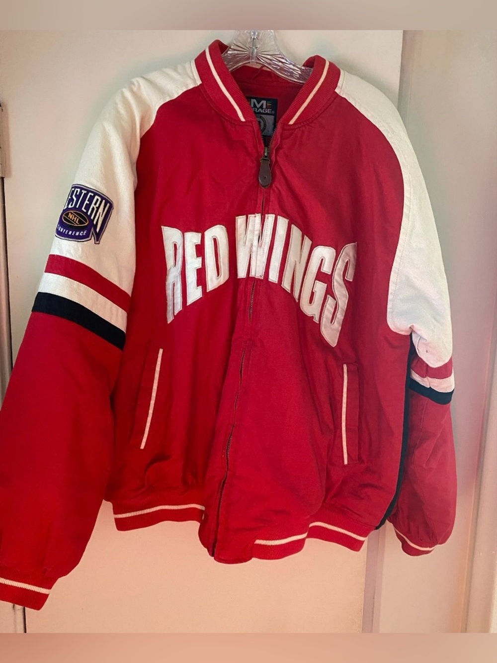 90s Detroit Red Wings Vintage bomber jacket coat Western Conference Logo XL